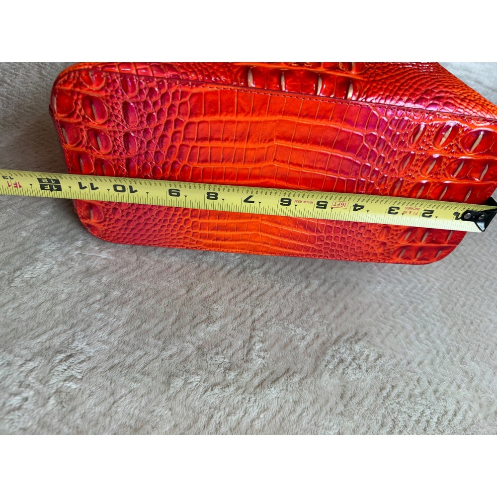 Brahmin Marlowe Flame Melbourne Bucket Bag Crossbody Bright Orange Red - Picture 14 of 16